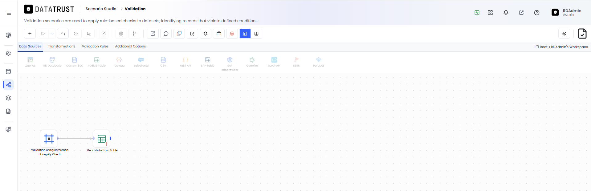 Drag and drop RDBMS Widget