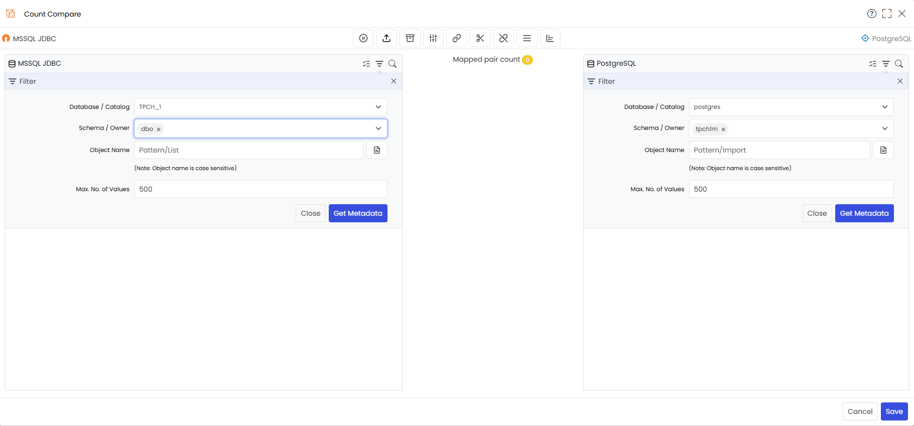 Source and Target Database Schema