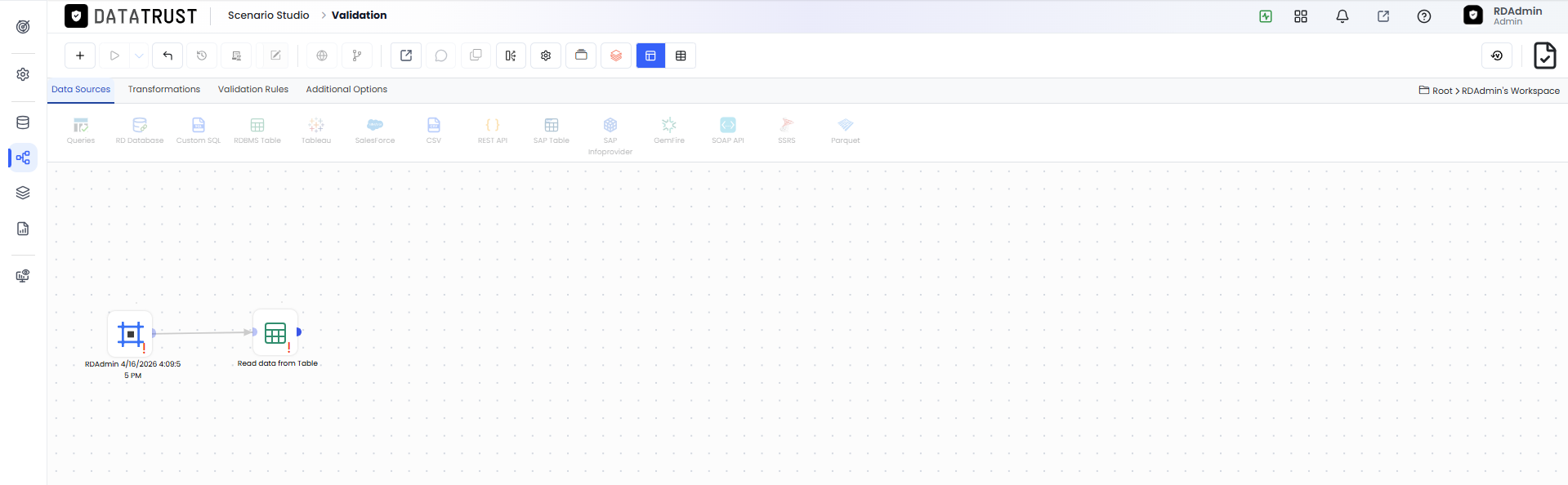 Drag and drop RDBMS widget