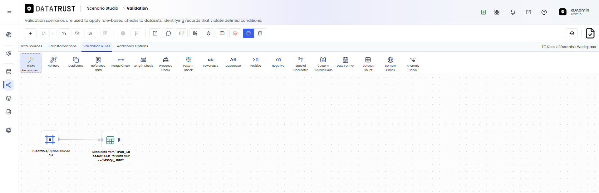Click on Validation Rules Tab