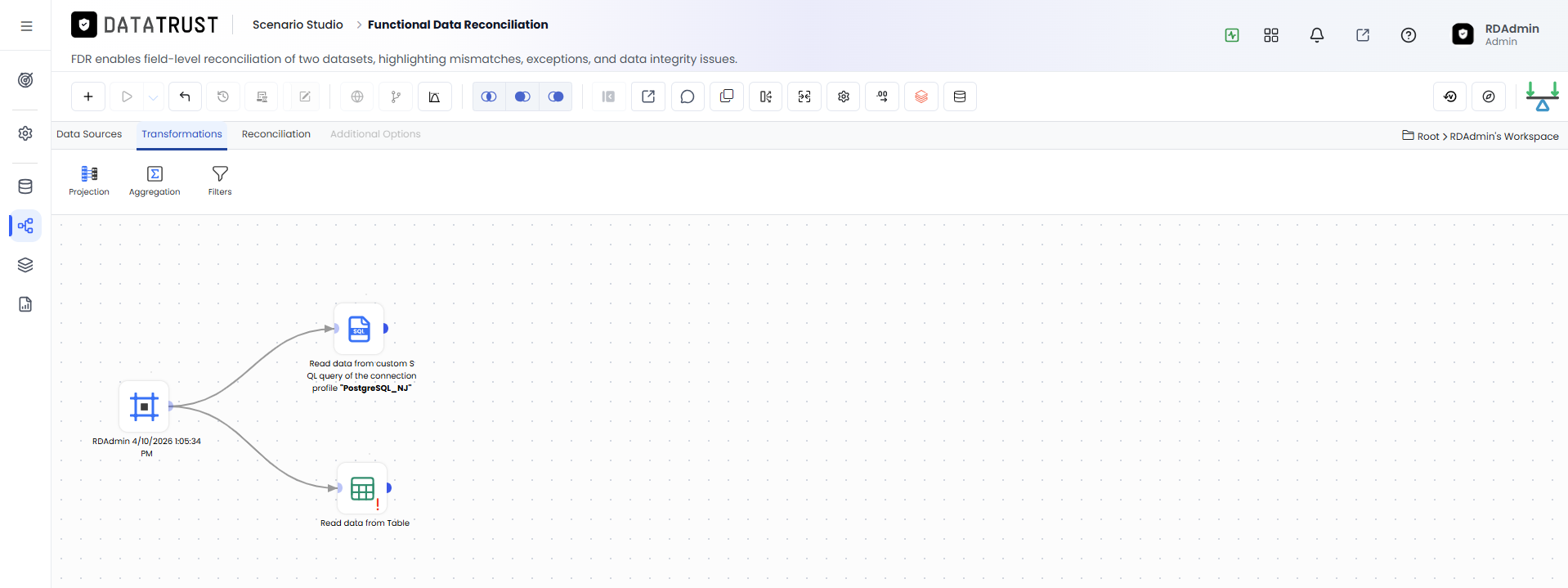 Draga and drop RDBMS widget