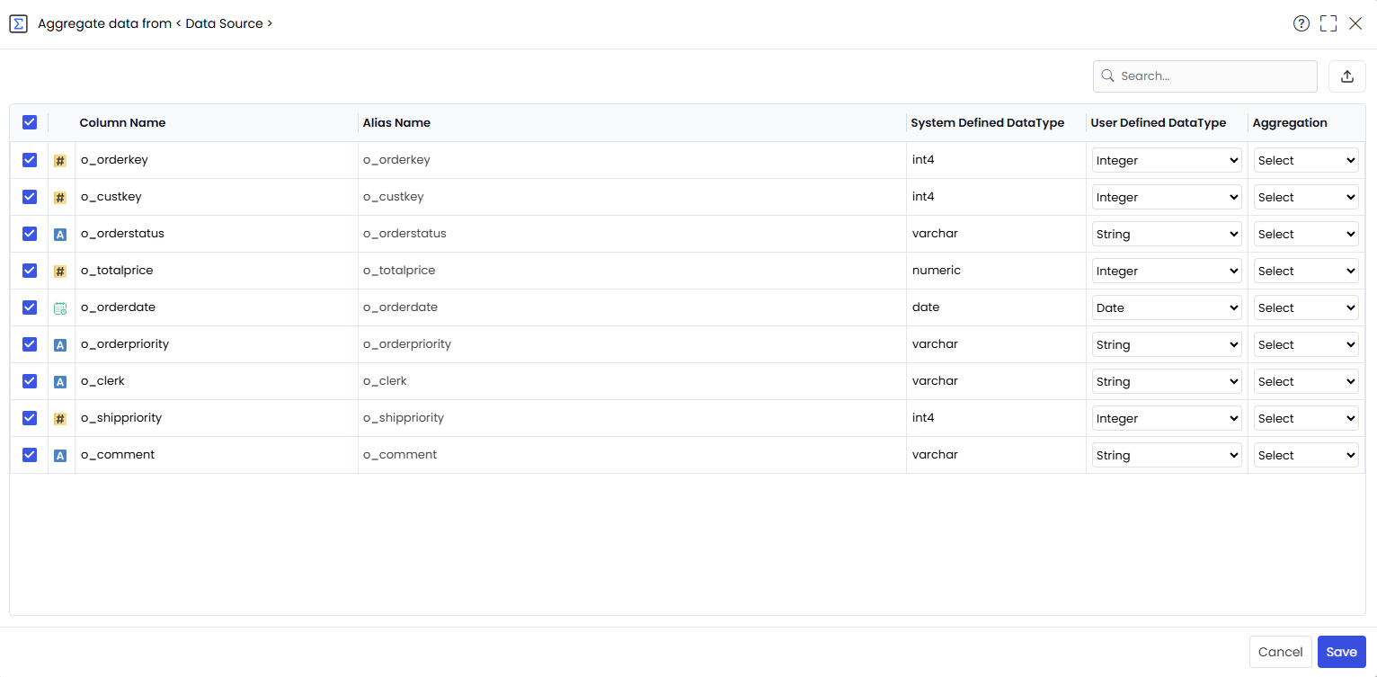 Aggregation popup