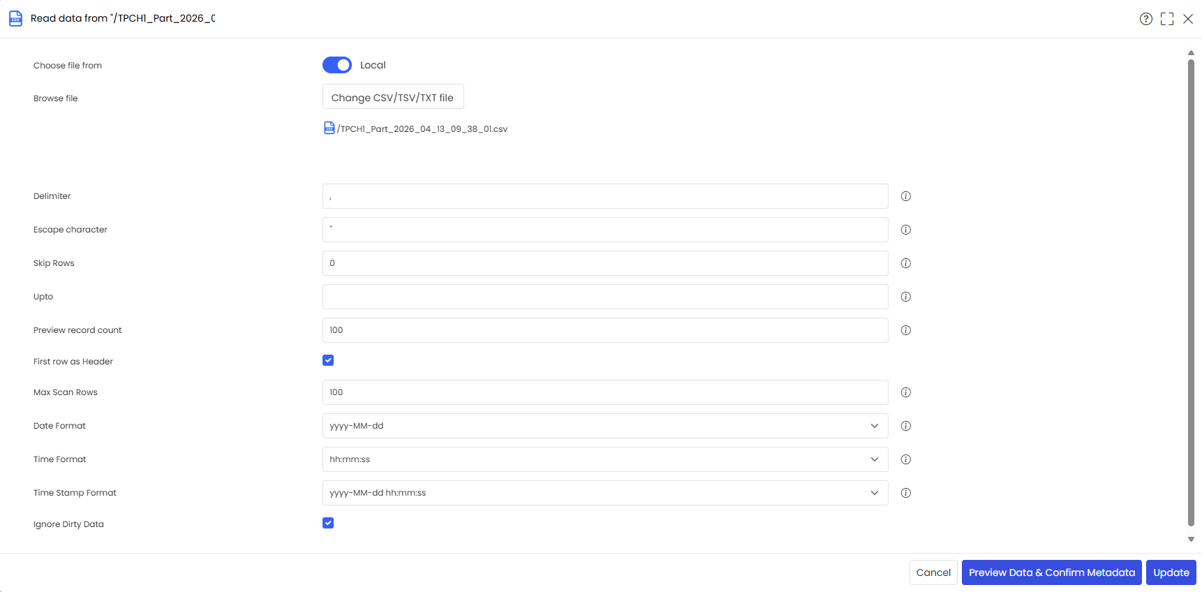 CSV Local option