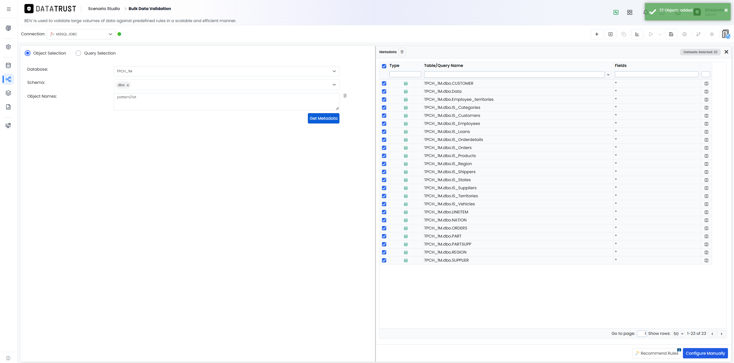 Click on Get Metadata