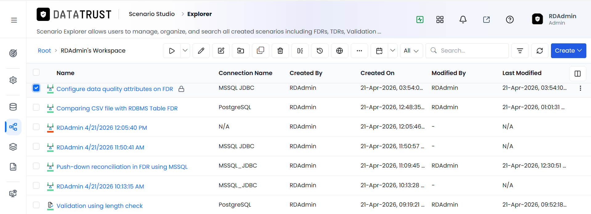 Select FDR from Explorer