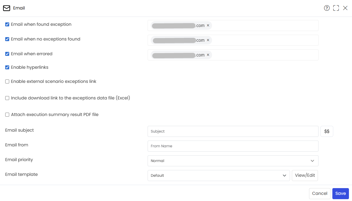 Email widget popup