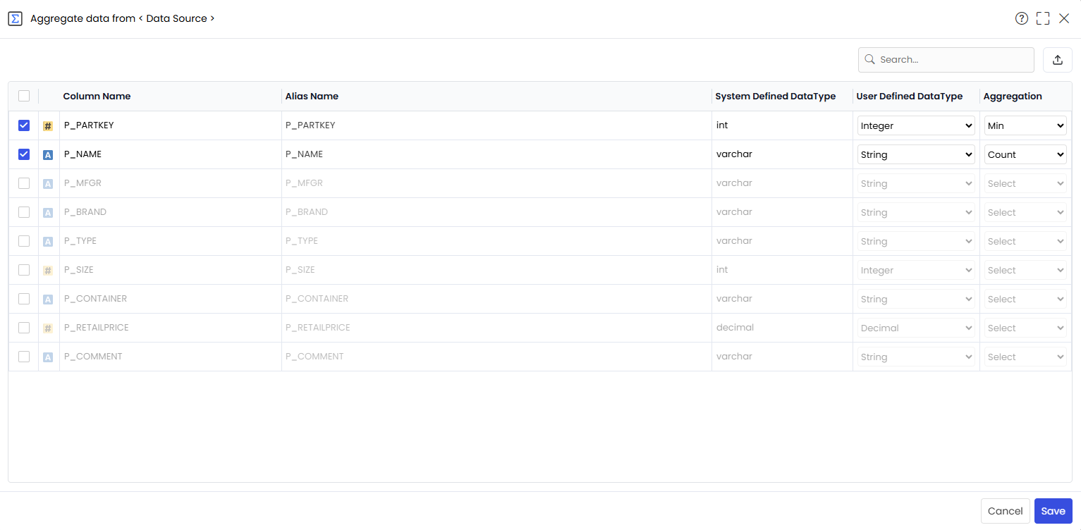 Apply Aggregation On Selected columns