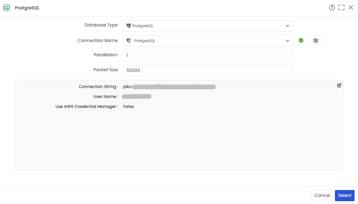 Save the RDBMS widget
