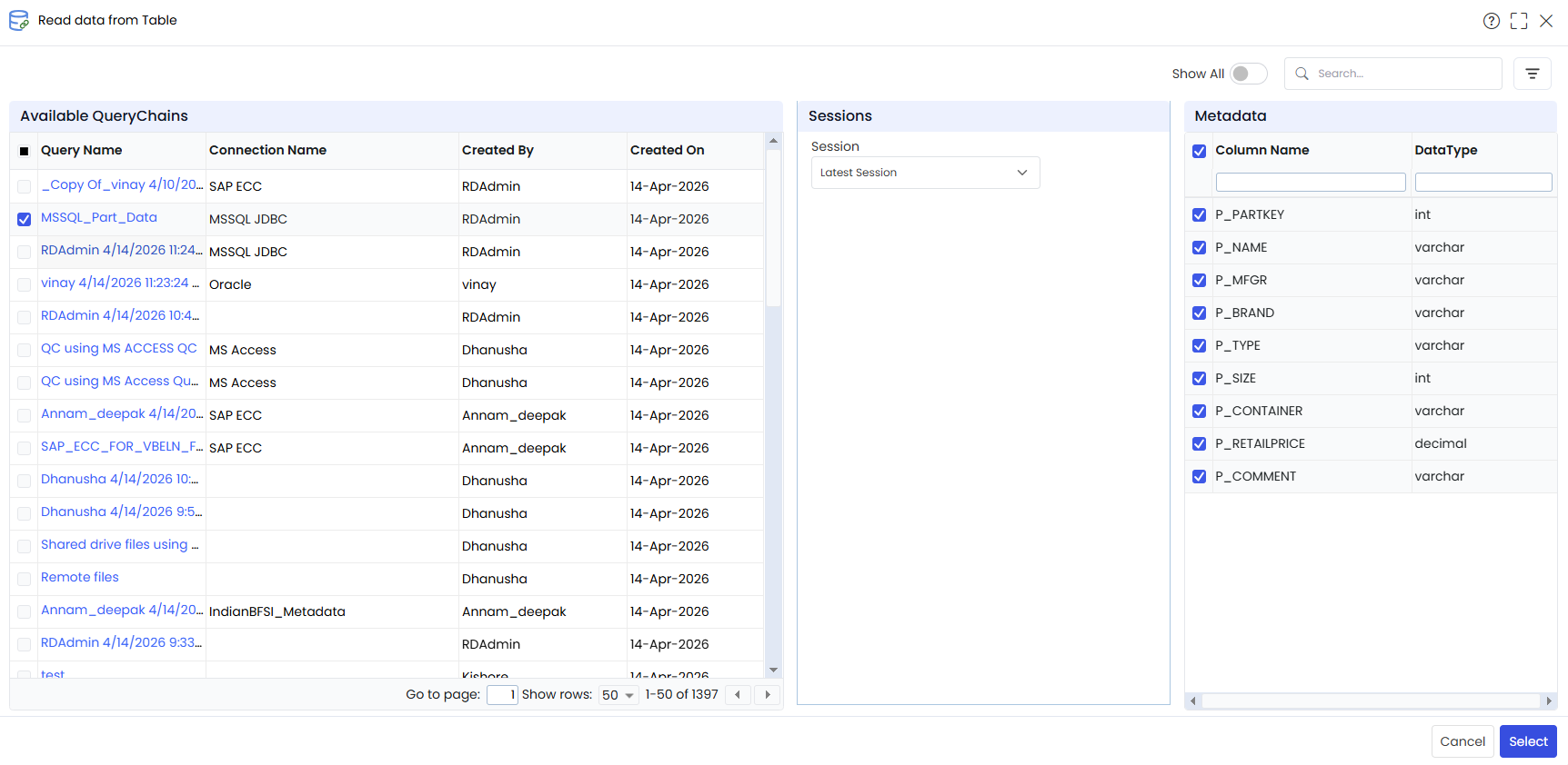 Select Query Chain