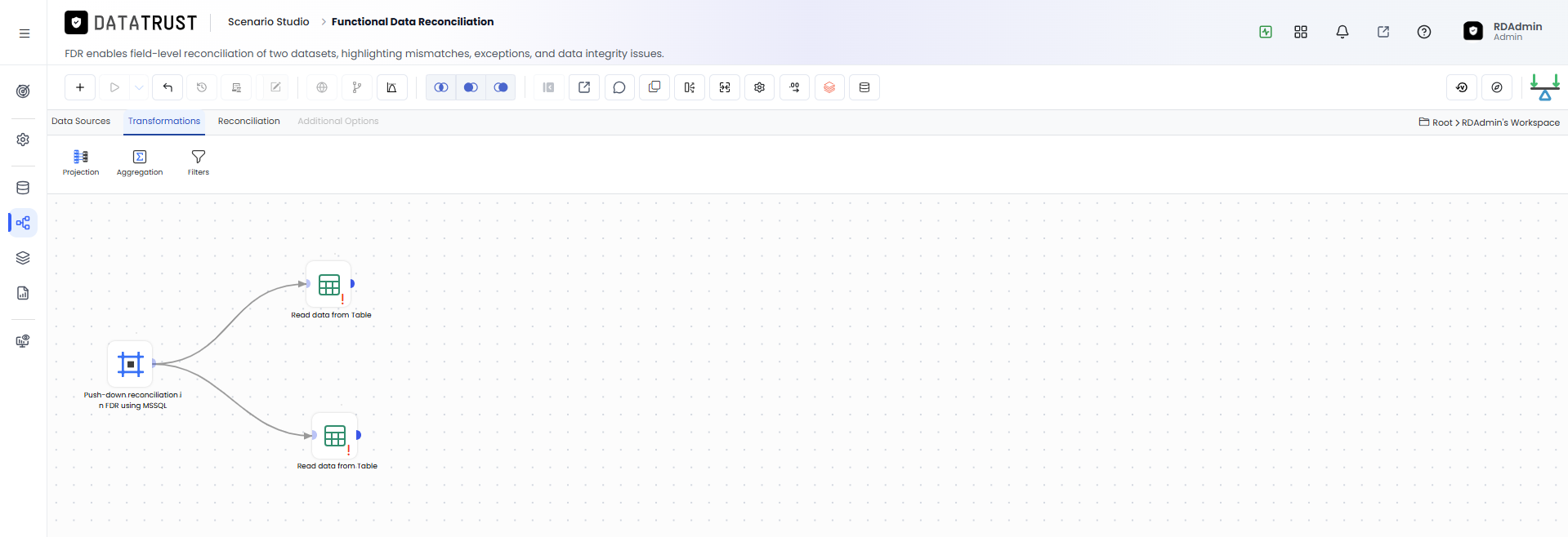 Drag and drop RDBMS ad Source and Target