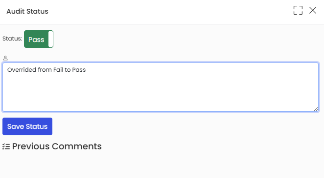 Audit Status popup