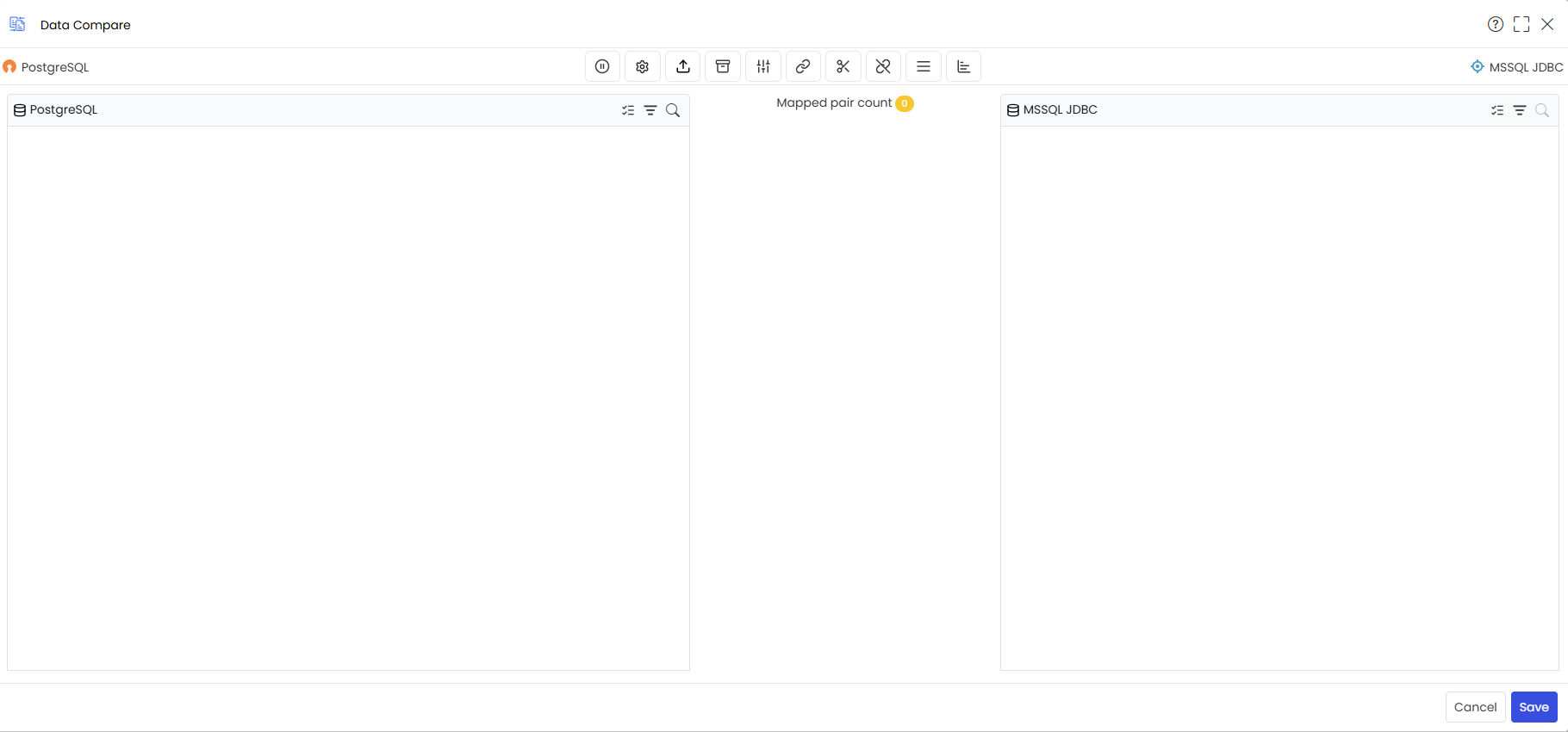 Data Compare popup Filter options