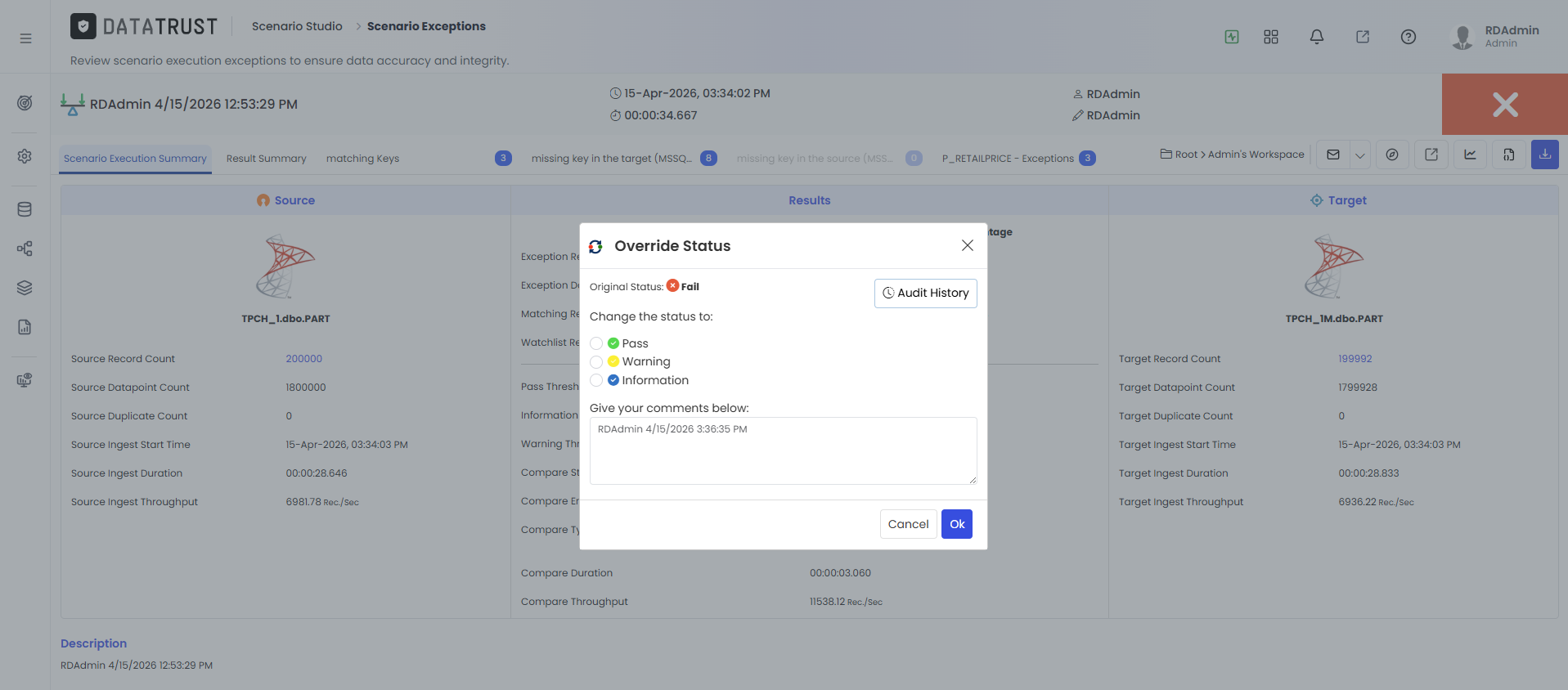 Override Stataus Popup