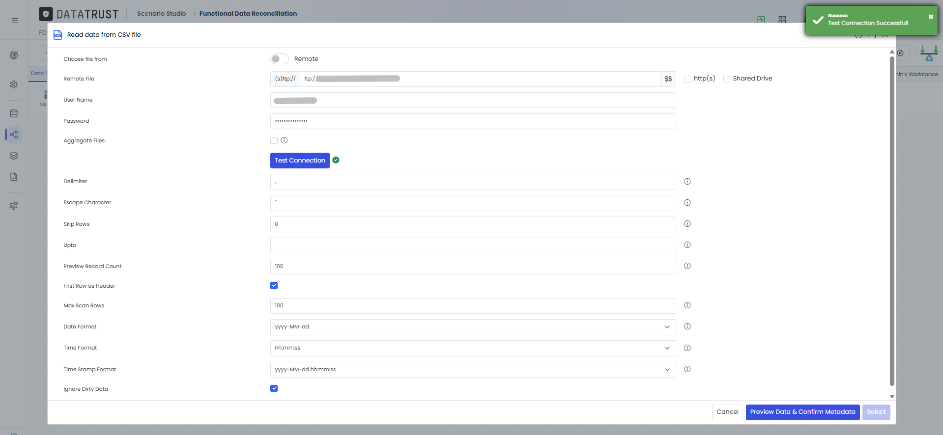 Click on Preview Data