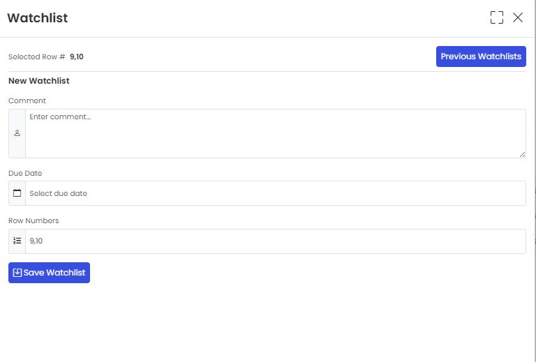 Click on Save Watchlist