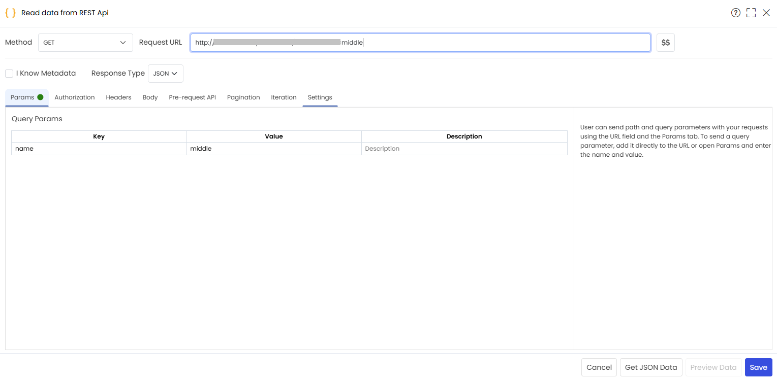 Provide URL and cloick on Settings option