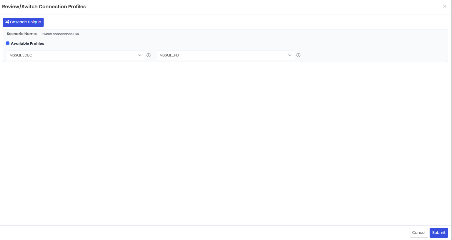 Swich connection popup with existing Connections