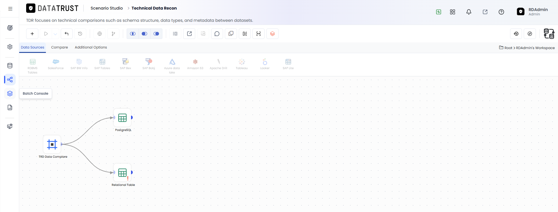 Drag and Drop Target RDBMS widget