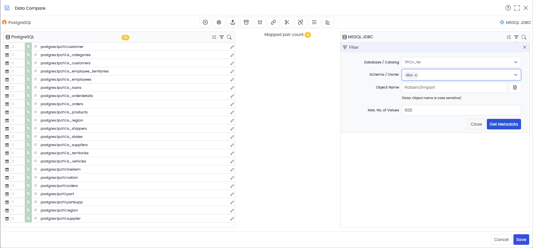 Traget Get Metadata Button