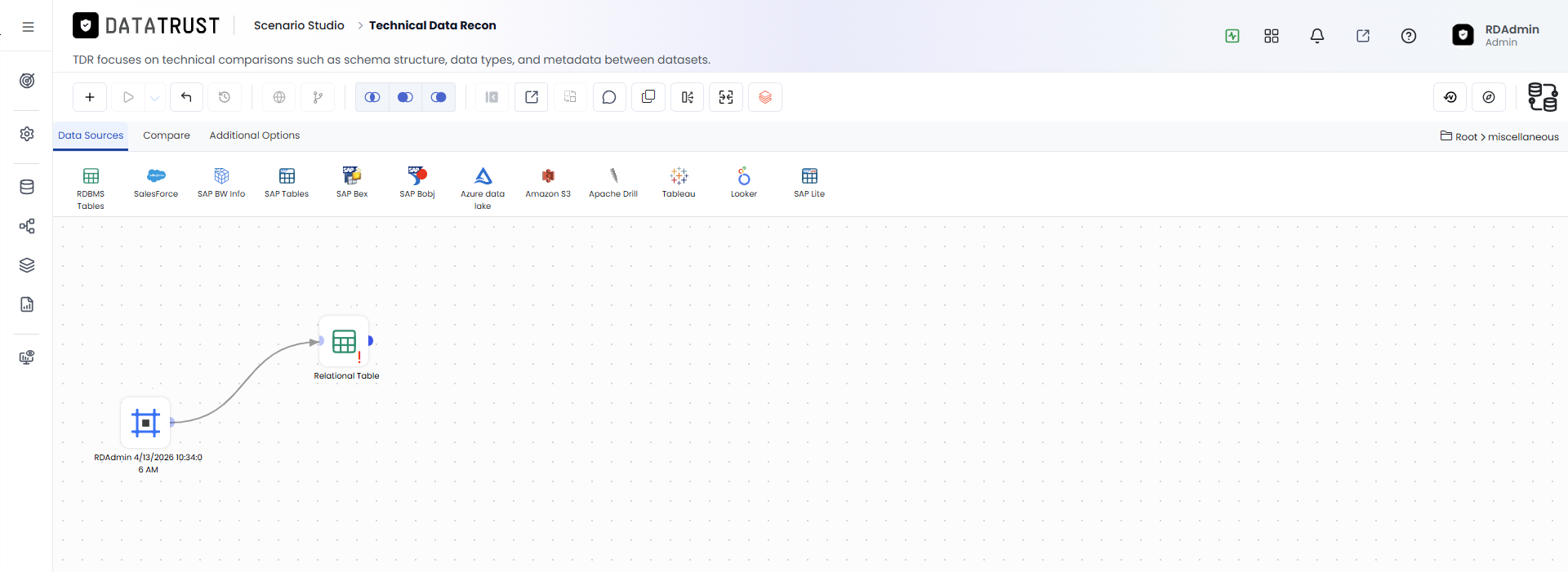 Drag and drop RDBMS widget