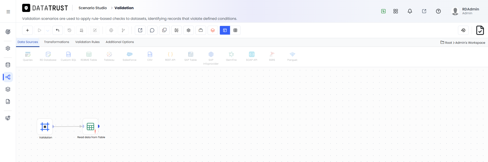 Drag and drop RDBMS Widget