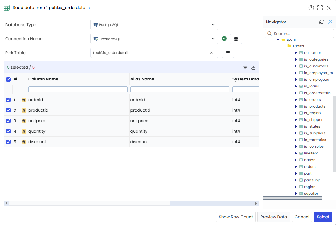 Click on Preview data