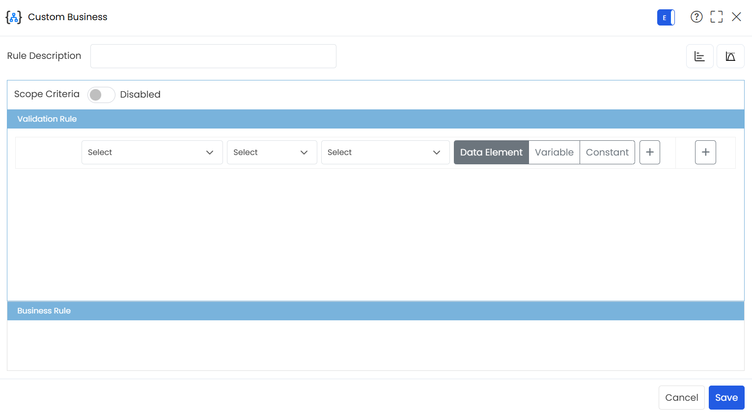Custom Busines rule popup