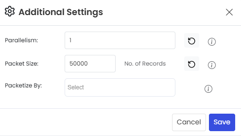 Additional Settings popup