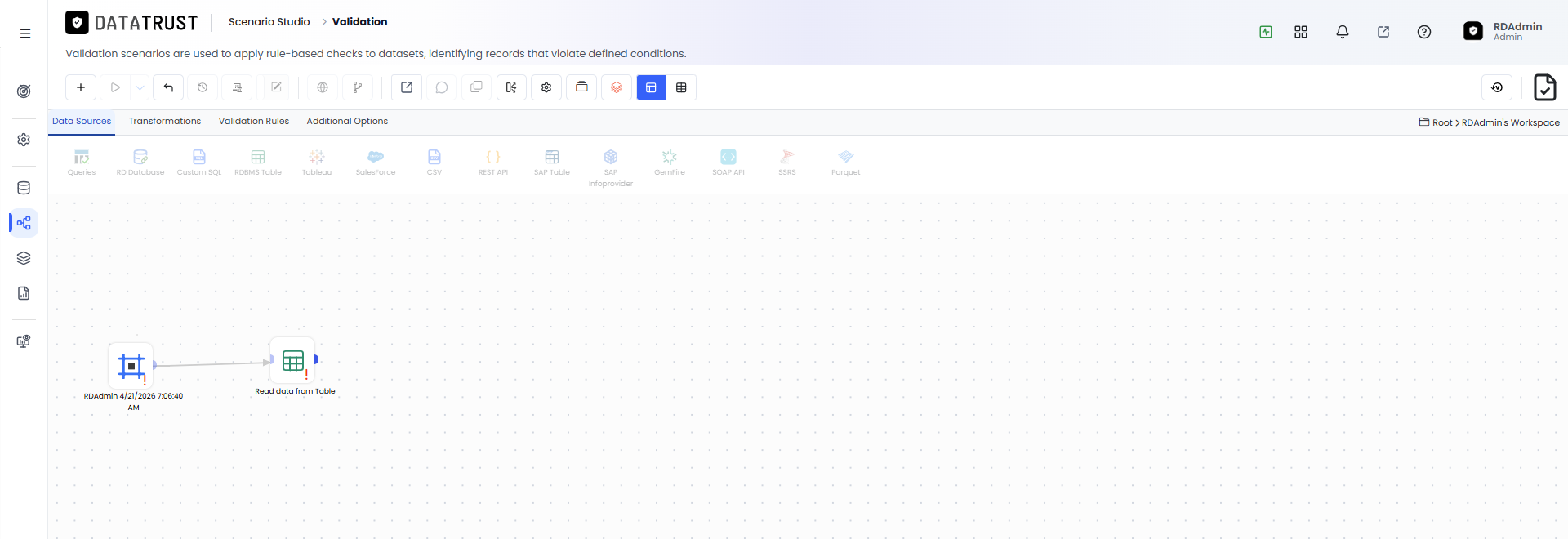 Drag and drop RDBMS Widget