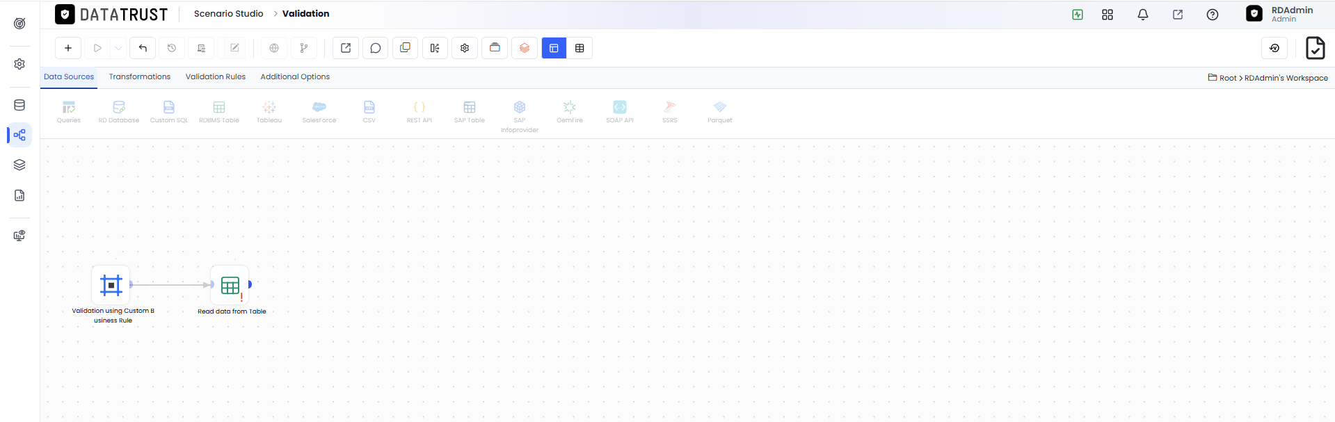 Drag and drop RDBMS Widget