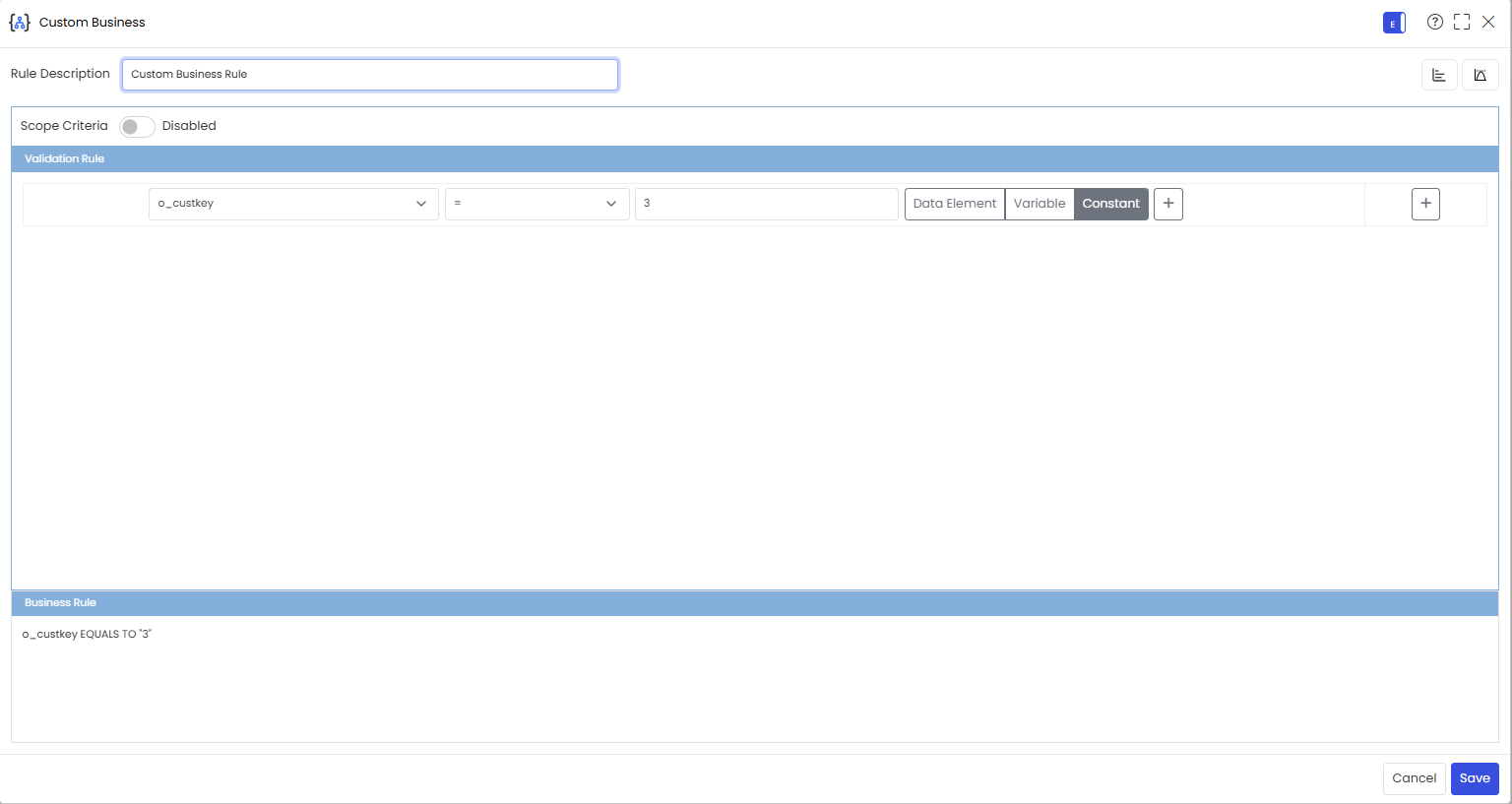Custom Business rule using Constent