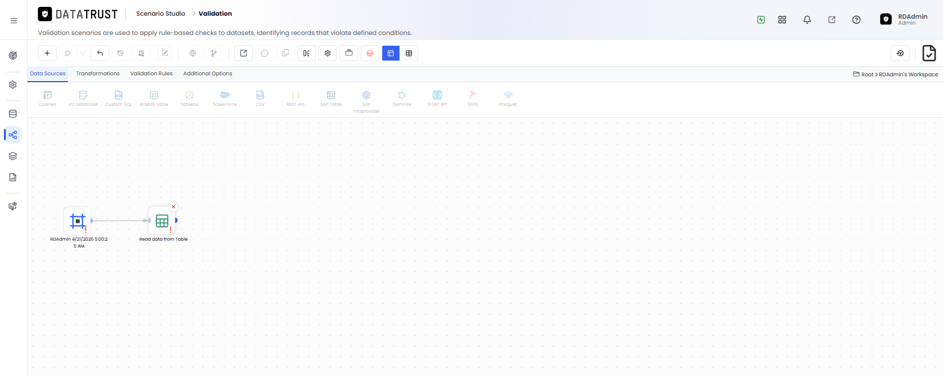 Drag and drop RDBMS Widget