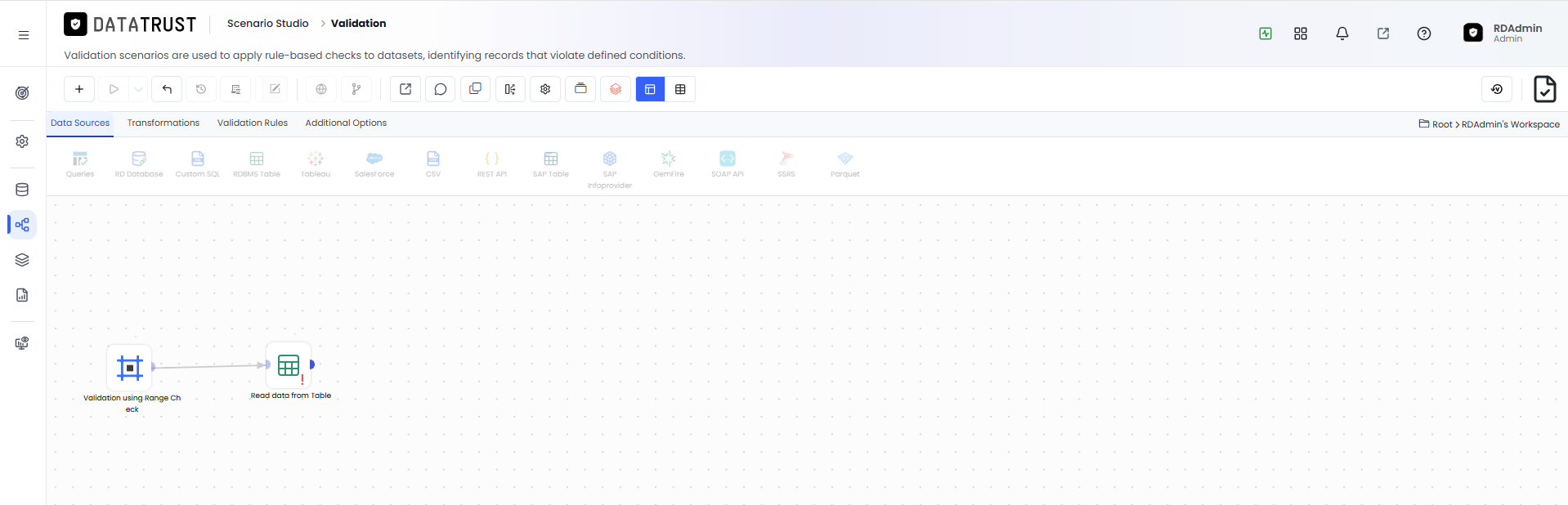 Drag and drop RDBMS Widget