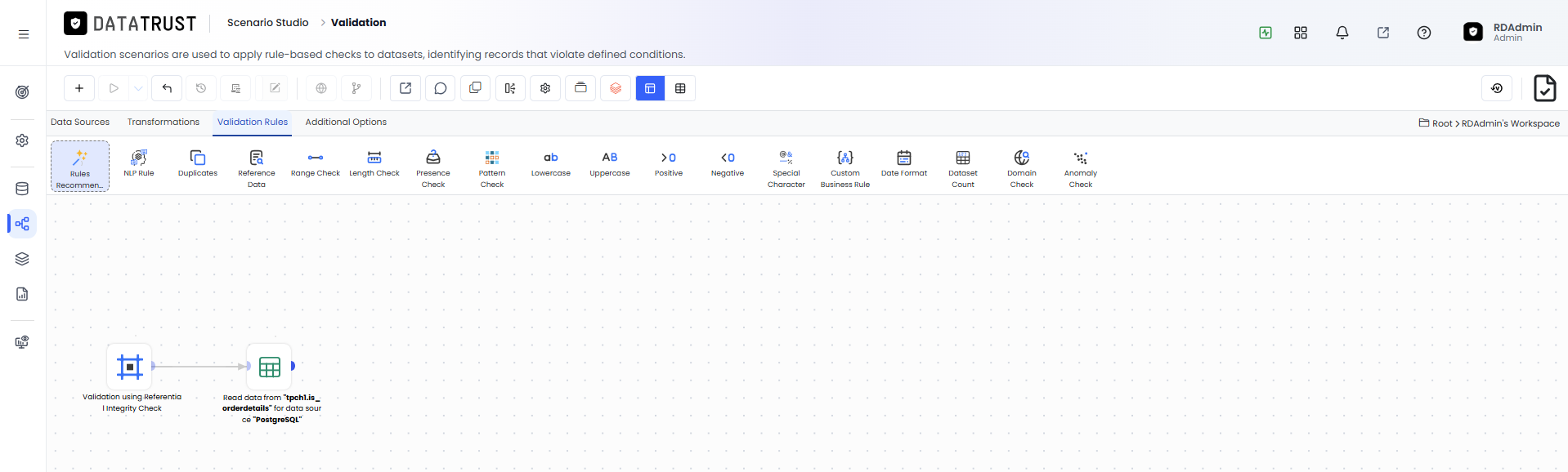 Click on Validation rules tab
