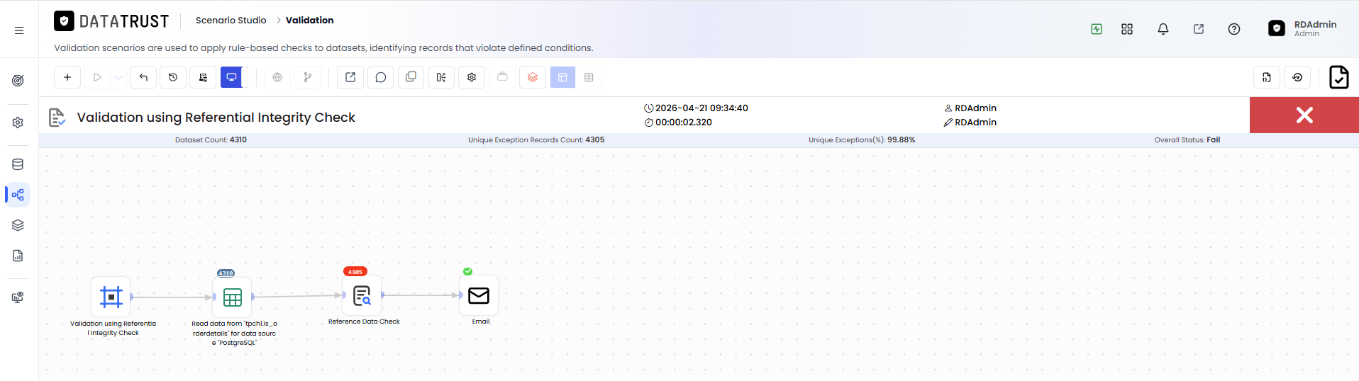Click on Exception Data