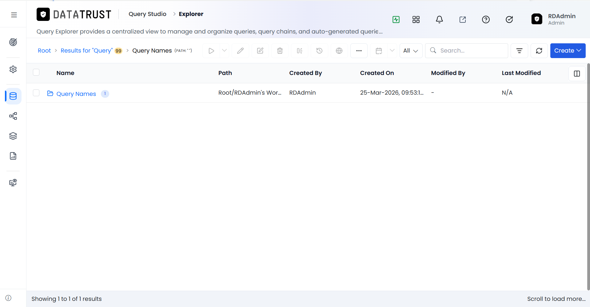 Query names displayed in the Explorer