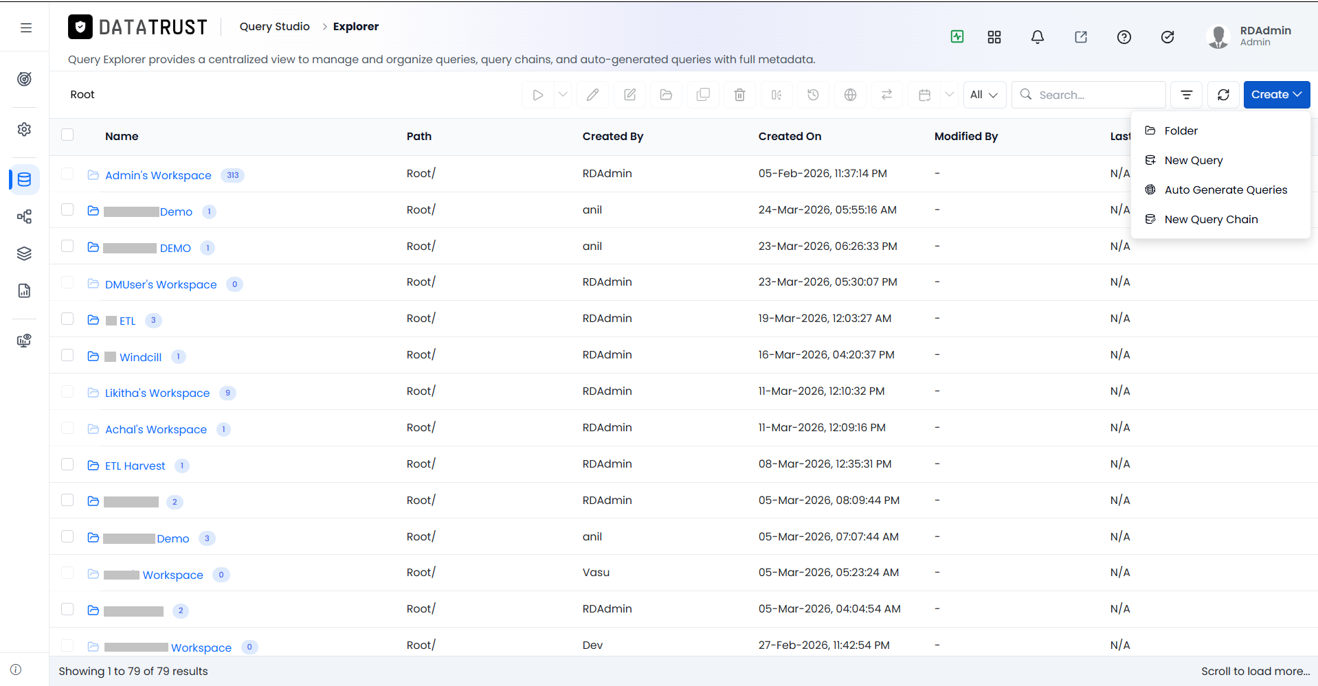 Auto Generated Queries option