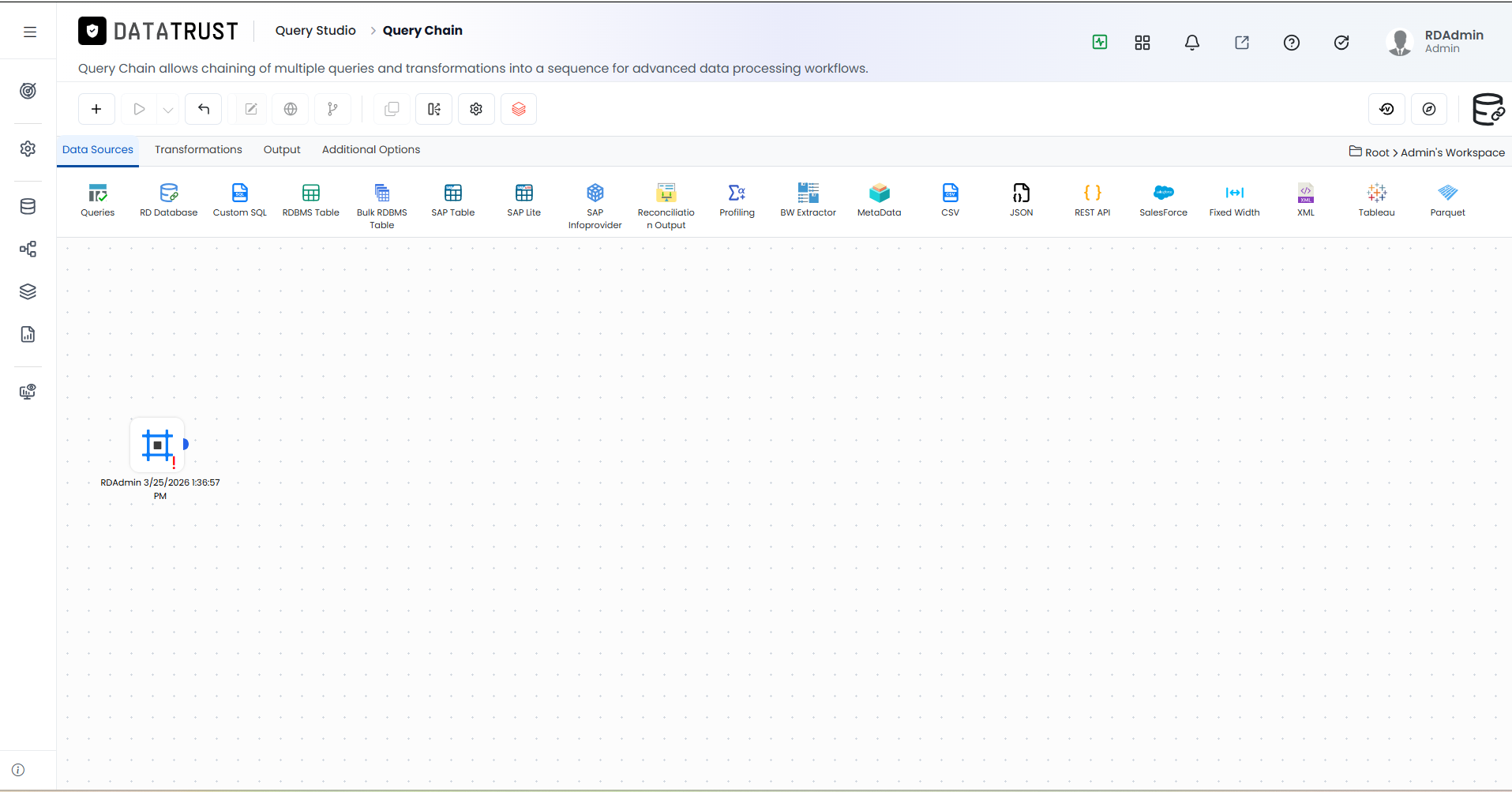 Query Chain canvas editor