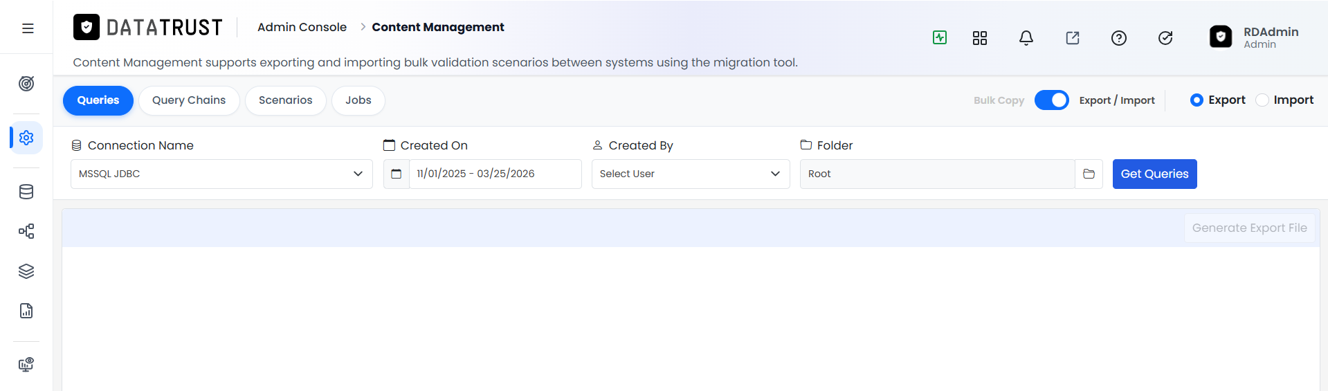 Connection Name, Created On, and Created By filter fields