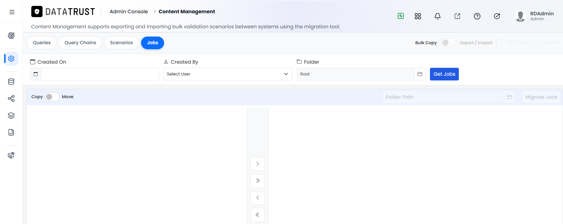 Jobs tab selected — Bulk Copy only mode