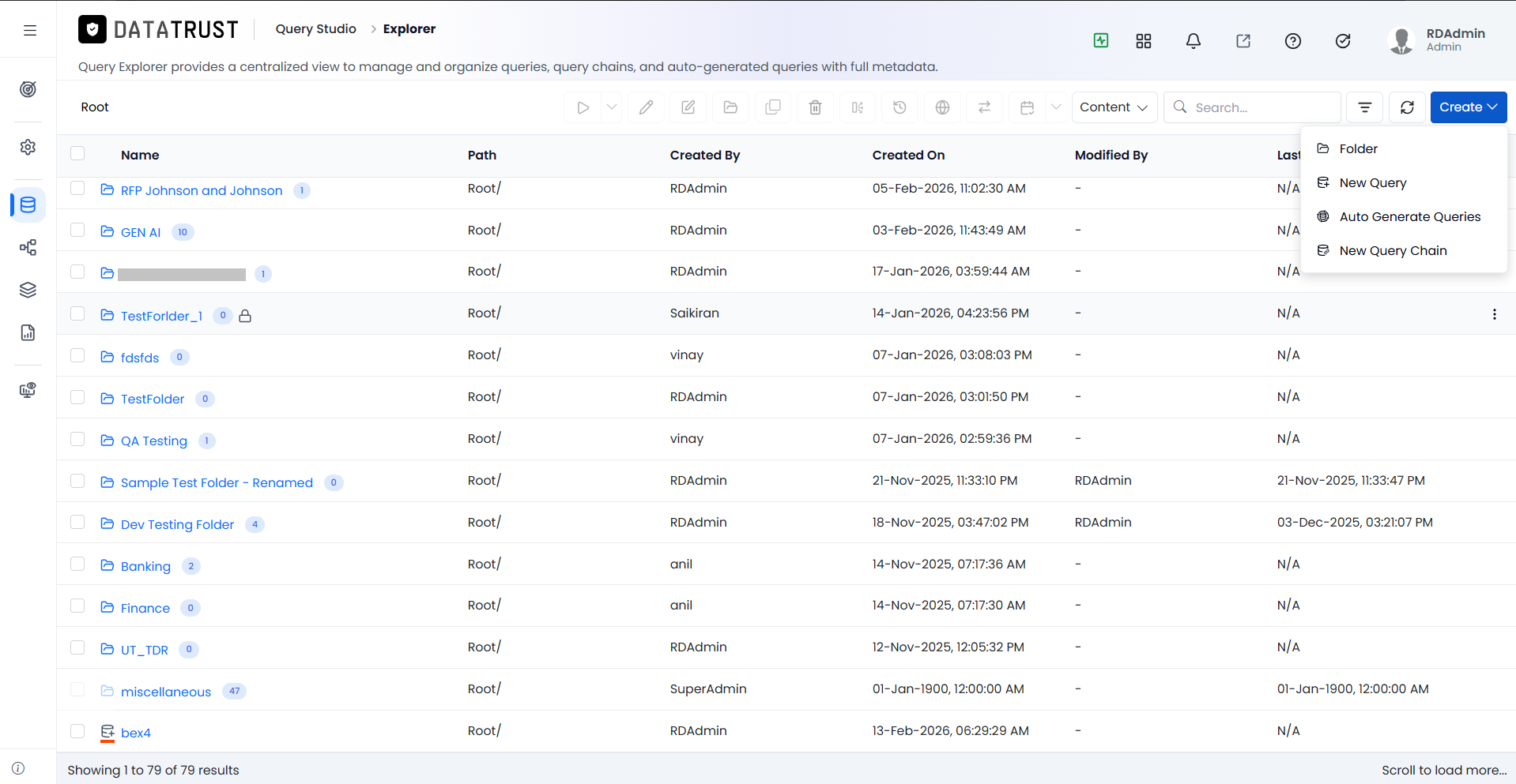 New Query option selected