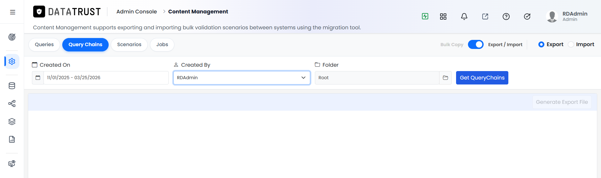 Created On and Created By filter fields for Query Chains
