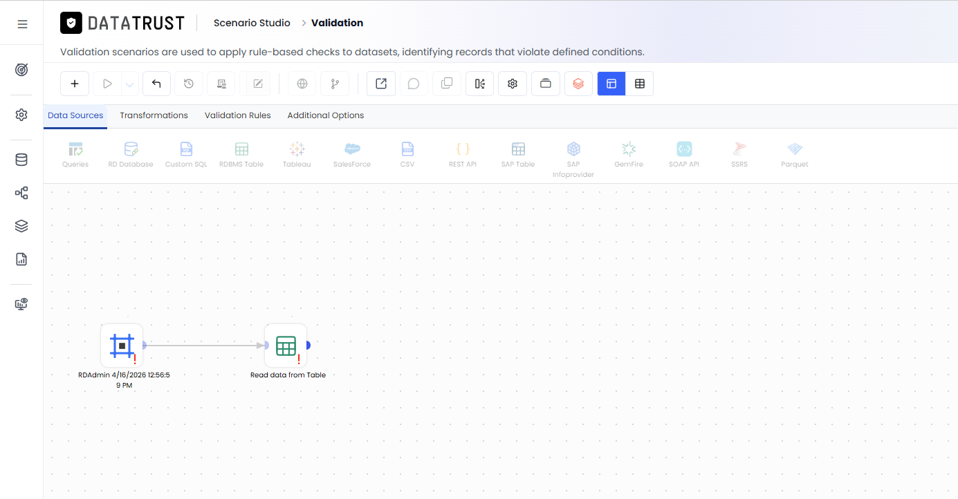 drag and drop an RDBMS Table widget