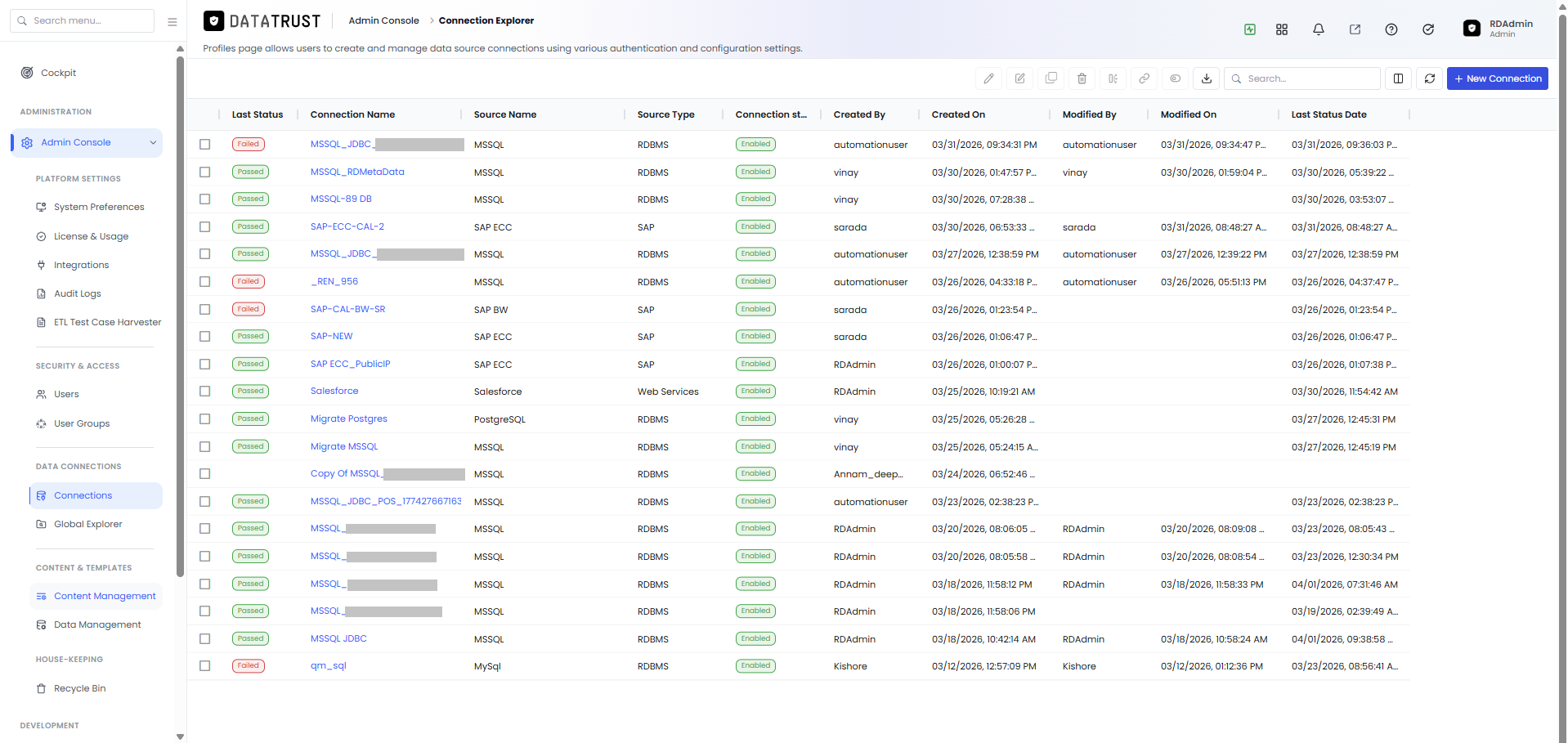 Content Management option in left sidebar