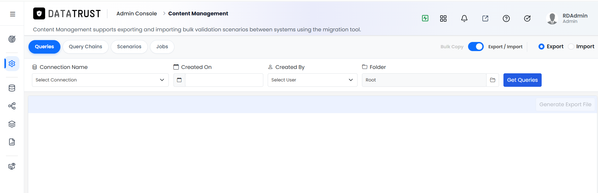 CMS page defaulting to Queries tab