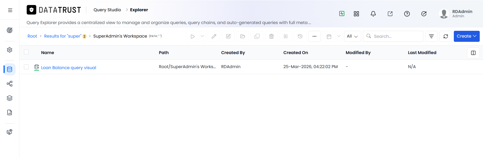 Migrated query visible in the destination folder