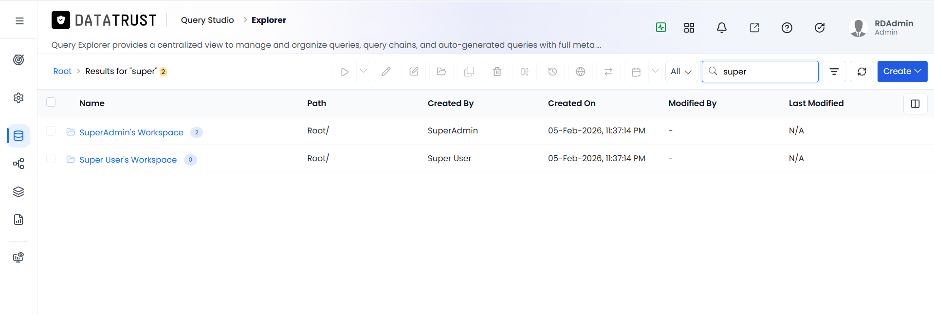 Source query folder in the destination