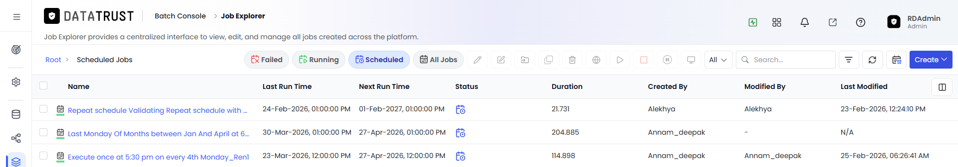 Scheduled Jobs Tab