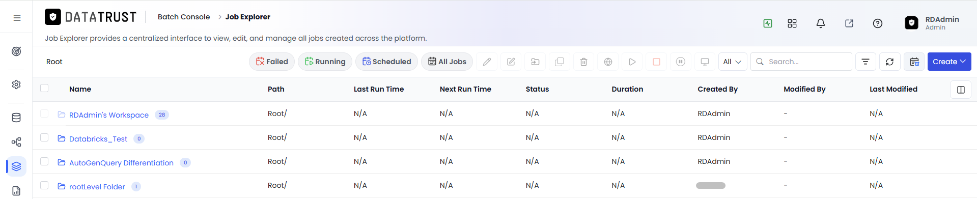 Job Explorer — Scheduler Enabled