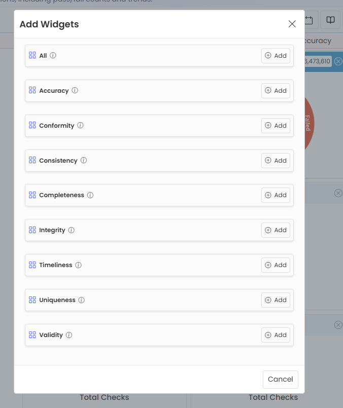 Add Widgets Pop-up Window